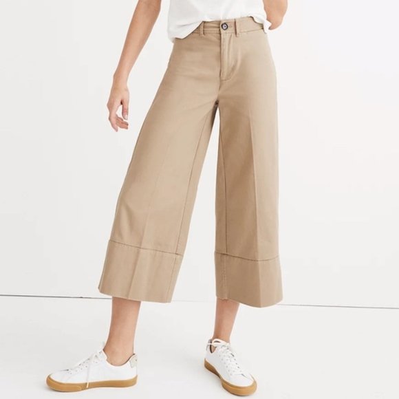Madewell Langford Wide-Leg Crop Pants in Light Latte Classic Chinos Size 28 - Picture 1 of 8